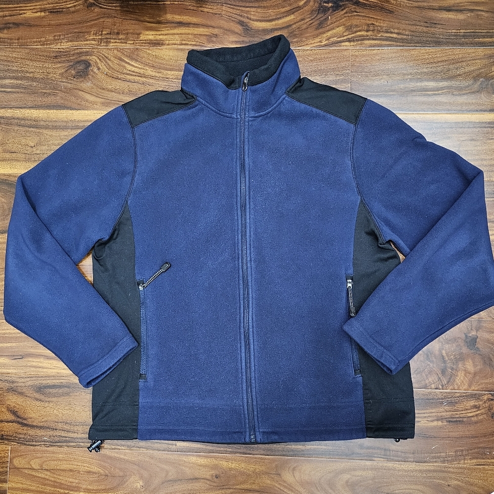 Tek Gear Mens Navy Black Colorblock Fleece Jacket Size Medium